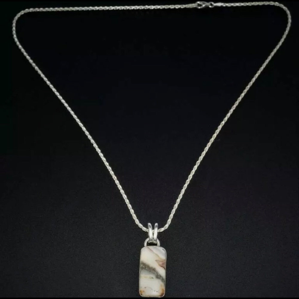 New Natural Stone Sterling Silver Necklace 20”